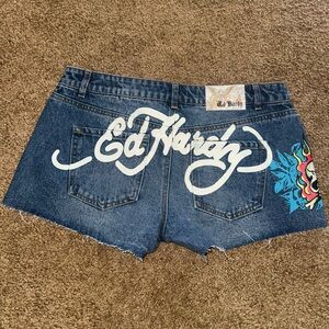 Ed Hardy Women's Blue Denim Shorts. NEVER WORN